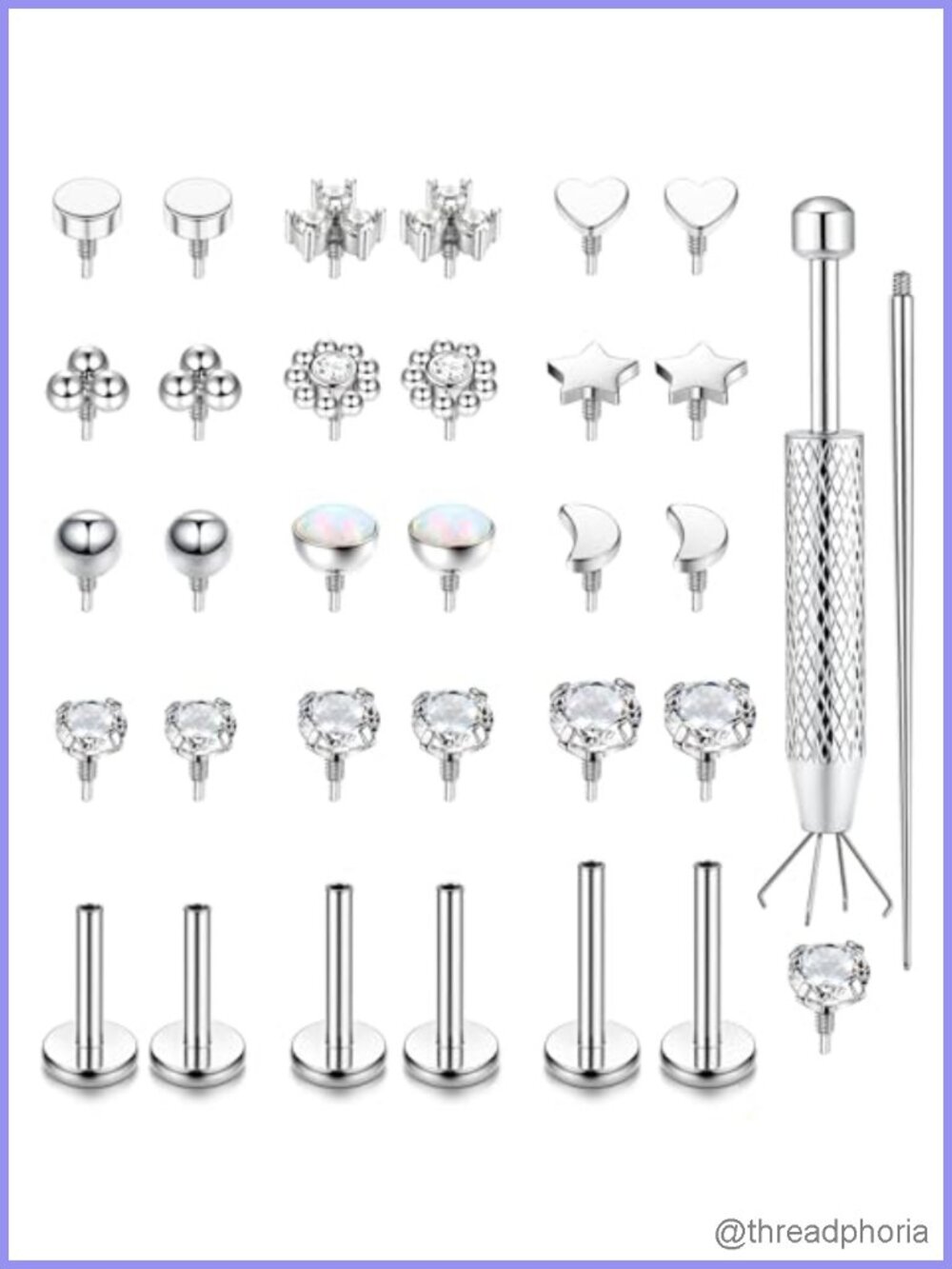 16G 18G Flat Back Stud Earrings 316L Surgical Steel Hypoallergenic Internal